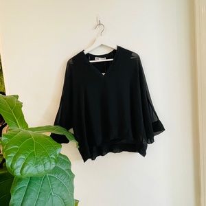 Zara Black Sheer Top NWT